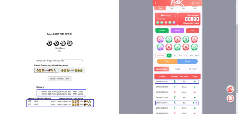 Pak Games colour prediction tool