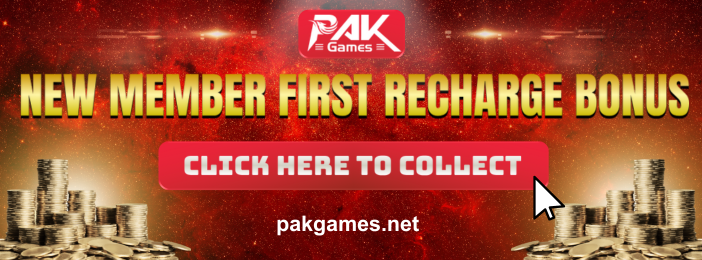 Colorful digital illustration of a mobile phone displaying PakGames app with coins and rewards floating around, symbolizing attendance bonus rewards